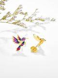 wholesale 925 Sterling Silver Purple & Blue Enamel Hummingbird Stud Earrings - Animal s for Women-0-7
