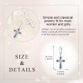 wholesale 925 Sterling Silver Blue Crystal Cross Dangle Drop Leverback Earrings Religious Jewelry for Women Girls 3cm Length-0-4