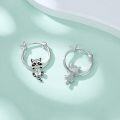 wholesale 925 Sterling Silver Raccoon Hoop Earrings for Women Girls Cute Cartoon  38mm Diameter-0-2