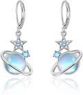 wholesale 925 Sterling Silver Moonstone Planet & Star Drop Earrings - Celestial Jewelry for Women-0-0