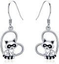 wholesale 925 Sterling Silver Hypoallergenic Heart-Shaped Raccoon Drop Earrings for Women Girls Gifts-0-0