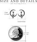 wholesale 925 Sterling Silver Cat and Crescent Moon Stud Earrings for Women-0-8