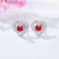 wholesale 925 Sterling Silver Birthstone Heart Stud Earrings Jewelry Gifts for Women-0-19