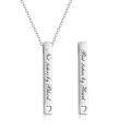 wholesale 925 Sterling Silver Vertical Bar Pendant Necklace Engraved True Friendship Heart Cutout For Women-0-12