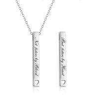wholesale 925 Sterling Silver Friendship Bar Necklace-Not Sisters By Blood But Sisters By Heart-Silver