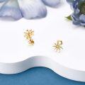 wholesale 14K Gold Citrine White Enamel Flower Stud Earrings-0-3