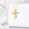 wholesale 14K Gold CZ Flower Cross Pendant Necklaces for Women s-0-1