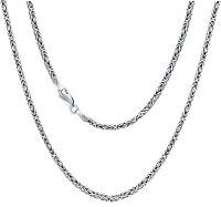 wholesale Sterling Silver 2 5mm Solid Byzantine Chain Necklace Oxidized Square Link 16 36 Unisex Gift-18 Inch