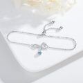 wholesale 925 Sterling Silver Infinity Knot Bracelet Wholesale With Blue Crystal Charm Adjustable Chain-0-1
