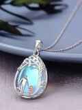 wholesale 925 Sterling Silver Blue Moonstone Family Tree Pendant Necklaces for Dad Mom Kids Gift Set-0-3