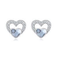 wholesale 925 Sterling Silver Pink Heart Earrings-June