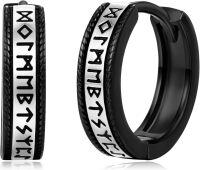 wholesale Sterling Silver Viking Rune Earrings Cross Square Yin Yang Ring Nordic Jewelry-color4