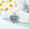 wholesale 925 Sterling Silver Abalone Shell & Diamond Tree of Life Heart Pendant Necklace for Women-0-1