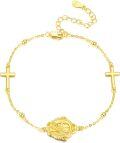 wholesale Gold 925 Sterling Silver Cross Virgin Mary Adjustable Bracelet -0-0