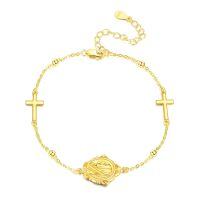 wholesale Gold 925 Sterling Silver Cross Virgin Mary Adjustable Bracelet -Virgin Mary