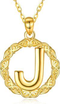 wholesale 14K Gold Sterling Silver 26 Letter Pendant Necklace 18 +2 Chain Gift-J
