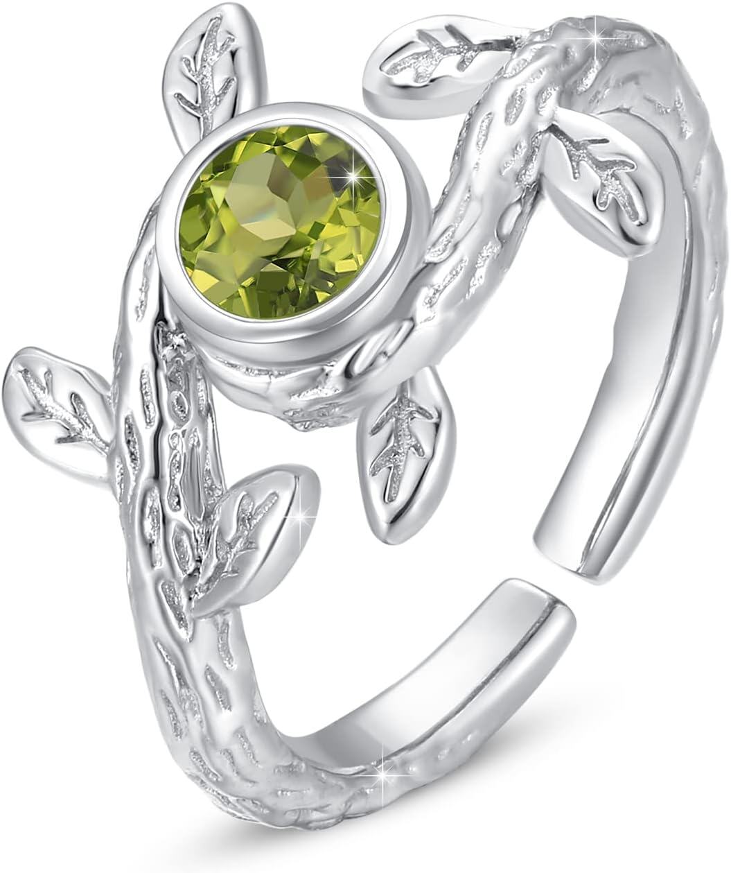 Sterling Silver Adjustable Open Ring Trendy Jewelry Gift for Women Christmas Birthday Engagement Wedding-Oliva Green