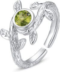 wholesale 925 Sterling Silver Adjustable Open Ring Trendy Jewelry Gift for Women Christmas Birthday Engagement Wedding-Oliva Green