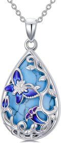 wholesale Butterlfy/dragonfly/bee/hummingbird/ladybug Necklace For Women Sterling Silver Turquoise Pendant Necklace Jewelry Christmas Gifts For Women -0-0