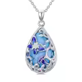 TOUPOP Sterling Silver Turquoise Butterfly Dragonfly Bee Hummingbird Ladybug Pendant Necklace-0-0