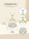 wholesale 925 Sterling Silver Lotus Flower Pendant Necklaces Moonstone s for Her-0-4