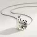 wholesale 925 Sterling Silver Personalized Photo Frame Round Wolf Head Charm Pendant Necklaces for Women Men  48cm Chain Length-0-6