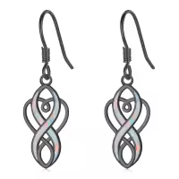 wholesale 925 Sterling Silver White Opal Celtic Knot Drop Earrings Wholesale Irish s for Women-Black