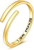 wholesale 14K Gold Just Breathe Inspirational Adjustable Ring - Birthday Gift for Women-0-0