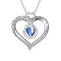 TOUPOP Sterling Silver Sapphire Heart Necklace Gift for Women-0-0