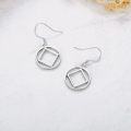 wholesale 925 Sterling Silver Square Circle Dangle Earrings-0-1