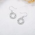wholesale 925 Sterling Silver Square Circle Dangle Earrings-0-1