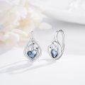wholesale 925 Sterling Silver Heart-Shaped Blue Crystal Dolphin Leverback Earrings Gift for Women and Girls-0-5