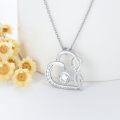 wholesale 925 Sterling Silver 925 with White Cubic Zirconia Double Heart Pendant Necklace for Women-0-4