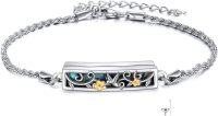 wholesale 925 Sterling Silver Abalone Shell Memorial Urn Bracelet with Gold Flowers and Dove Charm for Ashes Keepsake Jewelry-Hummingbird