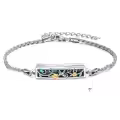 wholesale 925 Sterling Silver Abalone Shell Memorial Urn Bracelet Wholesale with Gold Flowers and Dove Charm for Ashes Keepsake Jewelry-0-0