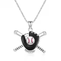 TOUPOP Stainless Steel Stone Silver Sport Baseball Cross Necklace for Athletes Fans-0-0