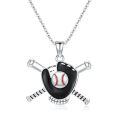 TOUPOP Stainless Steel Stone Silver Sport Baseball Cross Necklace for Athletes Fans-0-0