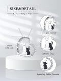 wholesale 925 Sterling Silver Cat & Dog Heart Pendant Necklace with Cubic Zirconia Stones and I Love You Forever Inscription-0-5
