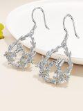wholesale 925 Sterling Silver Hummingbird Floral Teardrop Dangle Earrings  for Women Girls-0-4