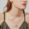 wholesale 925 Sterling Silver Pendant Blue Crystal Tree And Figure Design Necklace-0-5