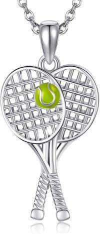 wholesale 925 Sterling Silver Tennis Racket and Ball Pendant Necklace for Women Sport Jewelry-Tennis Necklace
