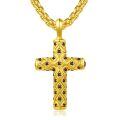 wholesale Gold 925 Sterling Silver Black Cubic Zirconia Cross Necklace Catholic Religious  for Men Women-0-0