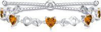 wholesale 925 Sterling Silver 12 Gemstone Infinity Love Birthstone Bracelet Heart Cut Adjustable for Women Mother Daughter Wife-Nov-Yellow