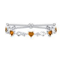 wholesale 925 Sterling Silver 12 Gemstone Infinity Love Birthstone Bracelet Heart Cut Adjustable for Women Mother Daughter Wife-Nov-Yellow
