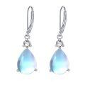 wholesale 925 Sterling Silver Moonstone Drop Earrings White Gold Plated Zircon Accent-0-0
