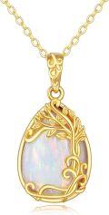 wholesale 14K Gold White Opal Tree Of Life Pendant Necklaces For Women s-0-0