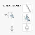 wholesale Sterling Silver & Freshwater Pearl Butterfly Necklace with Cubic Zirconia - 9mm Pearl Drop Pendant-0-4