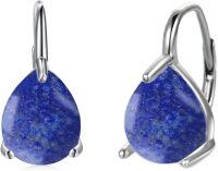 wholesale Sterling Silver Earrings with Moss Agate Opal Larimar Turquoise Onyx Rose Quartz Amethyst Garnet Moonstone-H-Lapis Lazuli Leverback Earrings Dec.