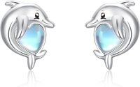 wholesale 925 Sterling Silver Dolphin Moonstone Stud Earrings for Women - Hypoallergenic -Dolphin