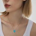 wholesale 925 Sterling Silver Natural Turquoise Vintage Horseshoe Pendant Necklace 18+2 Chain Women s Birthday Gift-0-4